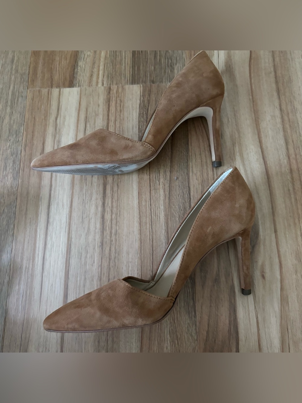 Ann Taylor Tan Suede Pointed-Toe Pumps - Picture 4 of 6